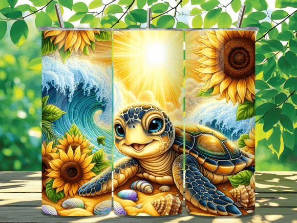 Download Sunflower Sea Turtle Tumbler Wrap Design - Sea turtle tumbler wrap Collection