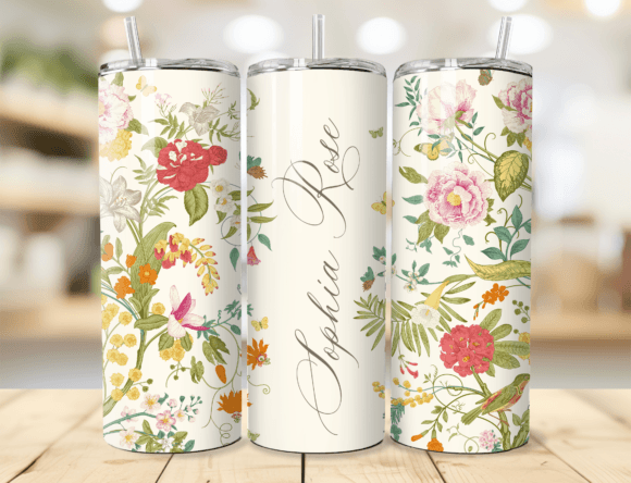 Download Vintage Floral Name Tumbler Wrap - Premium Resources