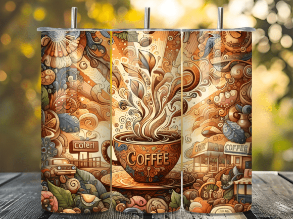 Download Retro Coffee Shop Illustration Tumbler - Premium Bundle