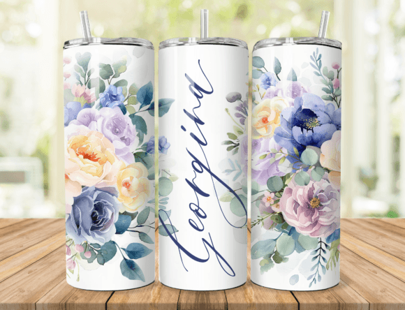 Download Blue Bouquet Name Tumbler Wrap - Premium Resources