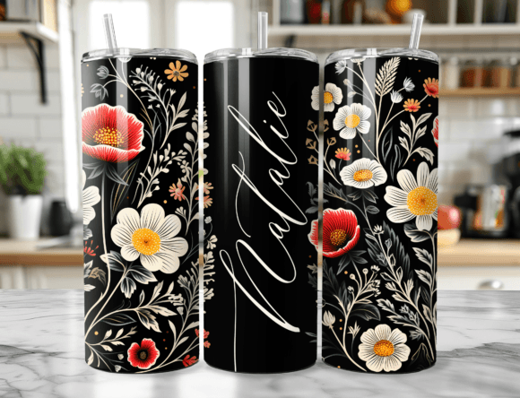 Download Floral Art Seamless Name Tumbler Wrap - Premium Resources