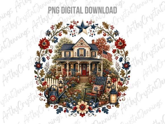 Download Patriotic Americana House Wreath PNG - Patriotic americana Collection