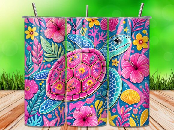 Download Boho Floral Sea Turtle Tumbler Wrap PNG - Sea turtle tumbler wrap Collection