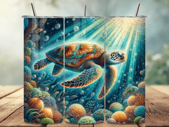 Download Blue Coral Sea Turtle Tumbler Wrap - Sea turtle tumbler wrap Collection