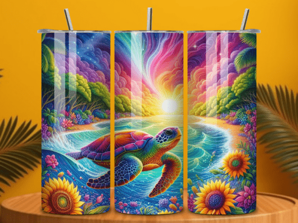 Download Colorful Sea Turtle Tumbler Wrap PNG - Sea turtle tumbler wrap Collection