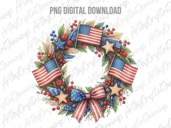 Download Patriotic Americana Wreath Clipart PNG - Patriotic americana Collection