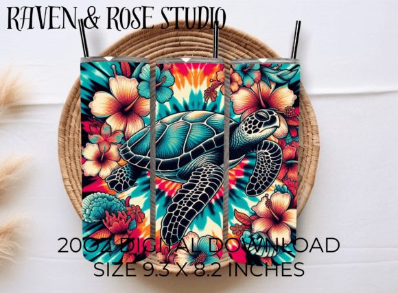 Download Tie-Dye Sea Turtle Tumbler Wrap PNG - Sea turtle tumbler wrap Collection