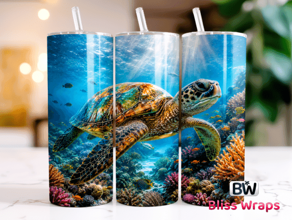 Download Sea Turtle Tumbler Wrap PNG - Premium Resources