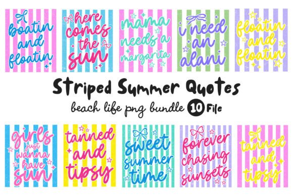 Download Striped Summer Quotes Bundle, Beach Life - Beach life Collection