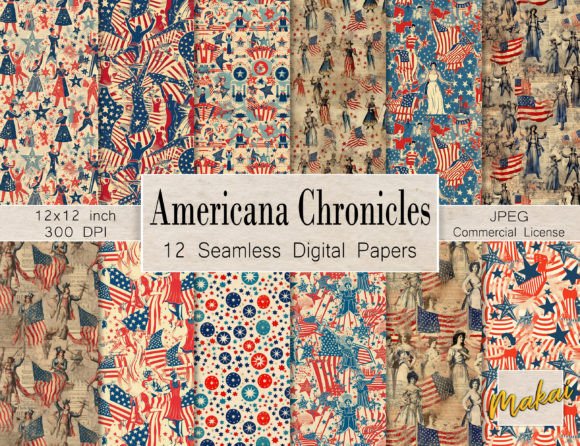 Download Vintage Patriotic Americana Seamless - Patriotic americana Collection