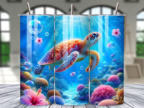 Download Floral Sea Turtle Tumbler Wrap Design - Sea turtle tumbler wrap Collection